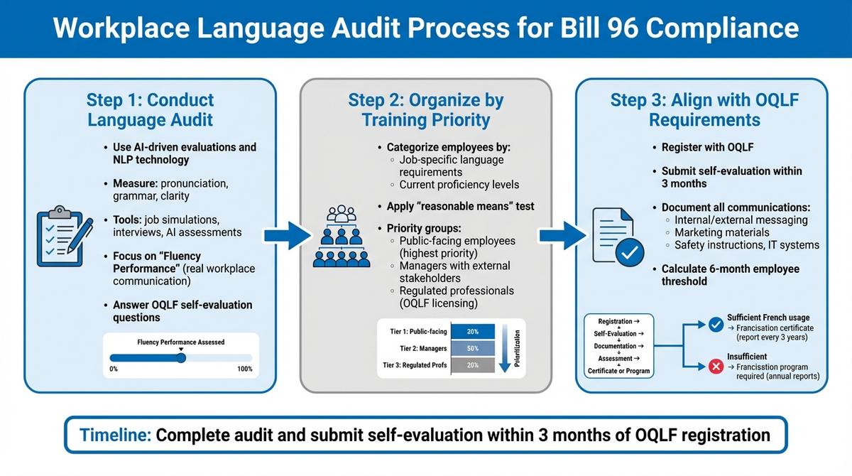 Processus d'Audit Linguistique en 3 Étapes pour la Conformité à la Loi 96