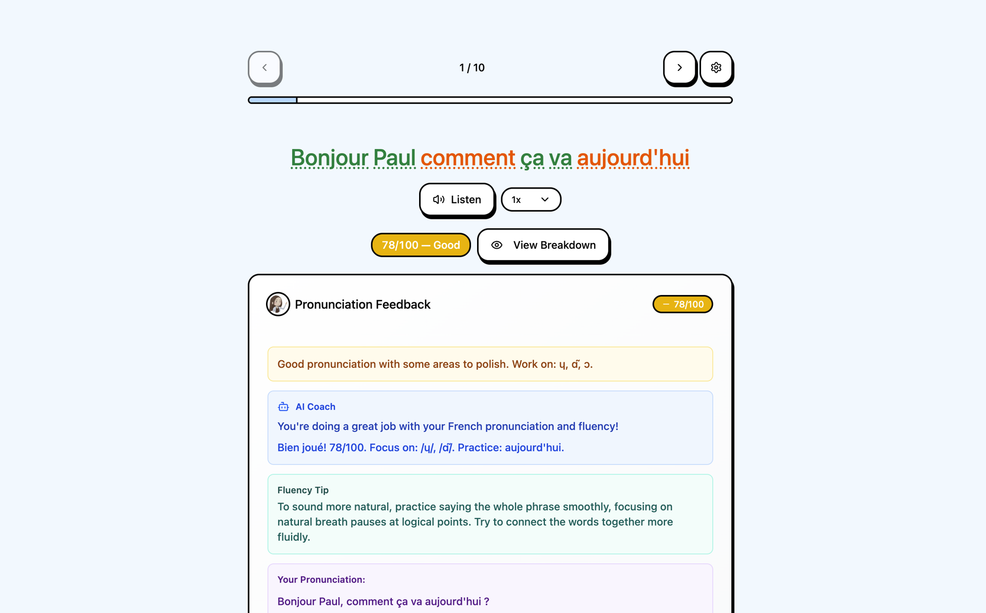 Pronunciación y práctica conversacional