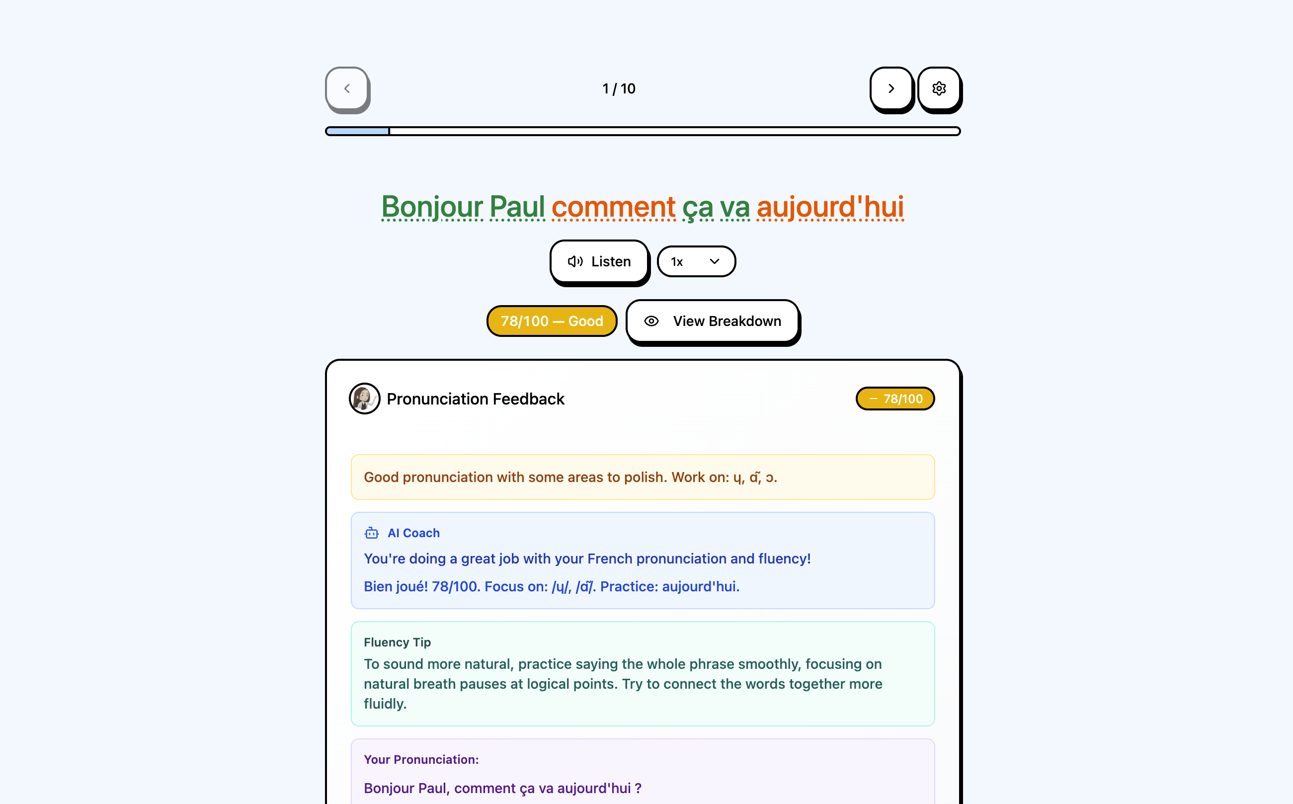 Pronunciation & conversation practice