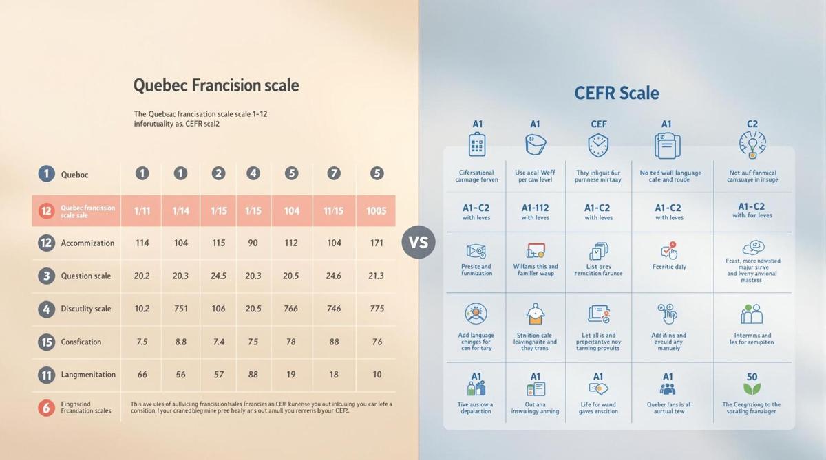 Échelle de Francisation du Québec (1-12) vs. Échelle CECR expliquée (A1-C2)