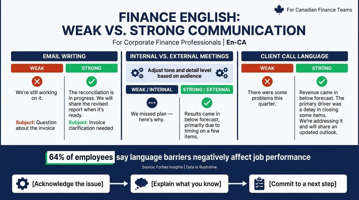 Finance English Training: Weak vs. Strong Communication Examples